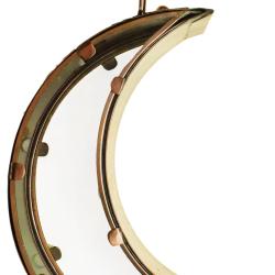 Hanging bird feeder metal and recycled glass crescent moon shape