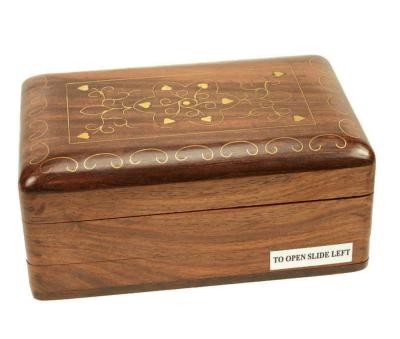 Wooden secret lock box, hand carved luxurious sheesham 15x10x6cm