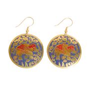 Earring elephant purple and red on gold