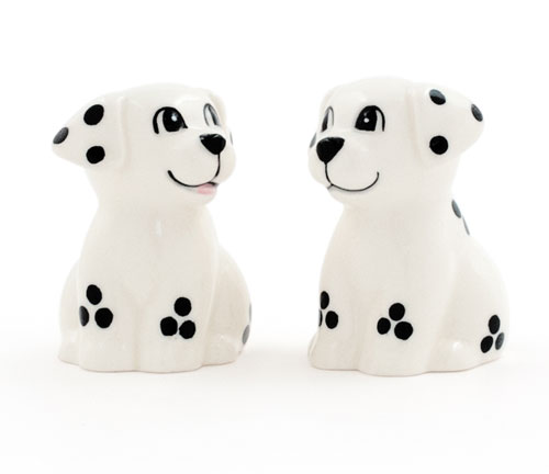 Dalmatian dogs ceramic cruet set salt & pepper pots shakers hand painted