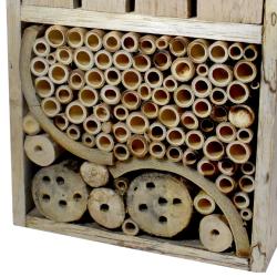Bee and butterfly house albesia wood and bamboo 27 x 35 x 13cm