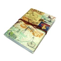 Notebook handmade paper, bike design on cover 15 x 20cm