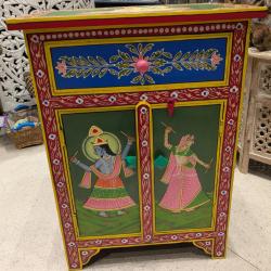 Hand Painted Wooden Cabinet With Drawer 50 x 71 x 37cm
