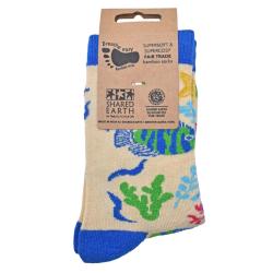 Bamboo Socks Reef Fish Shoe Size UK 3-7 Womens Fair Trade Eco