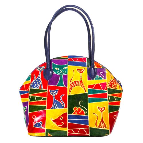 Leather Handbag Cats + Mice 44x18.5x37.5cm