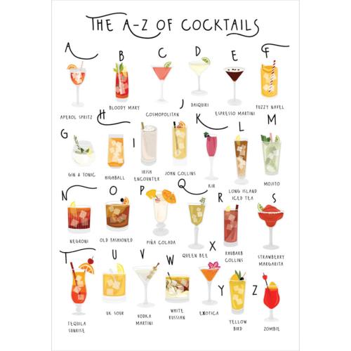 Greetings card "A-Z of Cocktails" 12x17cm