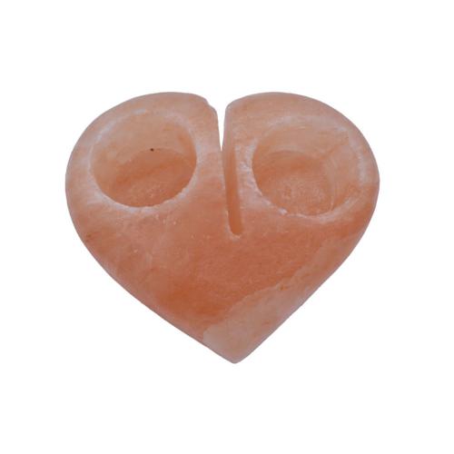 Himalayan salt t-lite holder double, broken heart **