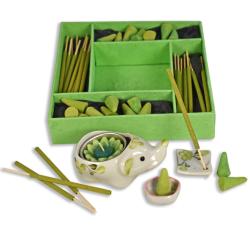 Lemongrass incense and candle giftset with elephant shaped t-light,15x15cm
