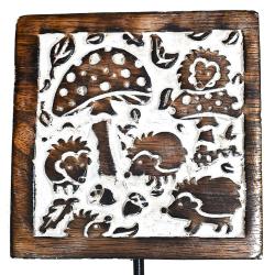 Wall hook, Mango wood with mushroom/hedgehog design 10(L) x 19(H) x 2cms(W)