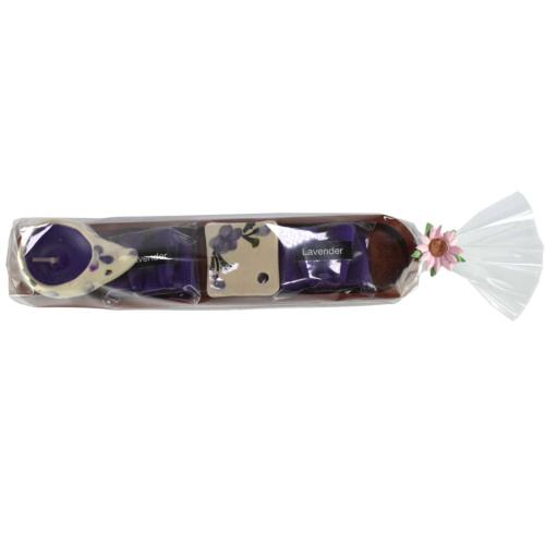 Lavender incense cone and ceramic t-light in boat gift set, 17 x 4cm