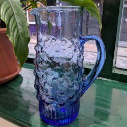Jug Recycled Glass Blue Tinted, 23cm height