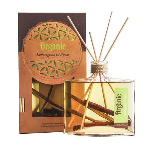 Reed Stick Diffuser in Flat Bottle Organic Goodness, Lemongrass + Spice 150ml