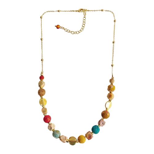 Necklace with Soapstone and Recycled Beads Multicoloured