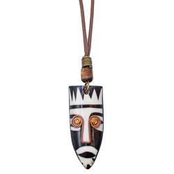 Pendant Necklace Mask Black White 2.5 x 5.5cm