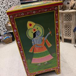 Hand Painted Wooden Cabinet With Drawer 50 x 71 x 37cm