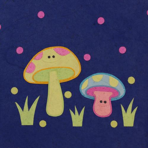 Handmade Card, Toadstools on Blue 12x12cm