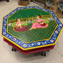 Hand Painted Wooden Chowki Floor Table 40 x 40 x 22cm