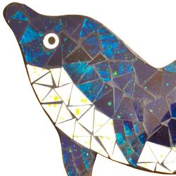 Dolphin Hanging Recycled Glass Mosaic 34 x 24cm