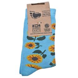 Bamboo Socks Sunflowers Shoe Size UK 7-11 Mens Fair Trade Eco