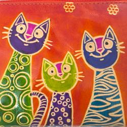 Leather Purse 3 Cats 16.5x11cm
