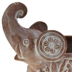 Terracotta planter elephant with trunk up 21x22x13cm