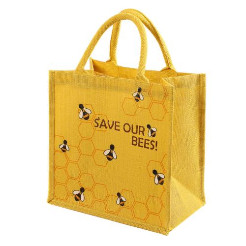 Jute shopping bag yellow Save Our Bees