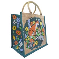 Jute shopping bag, British Animals 30x30cm