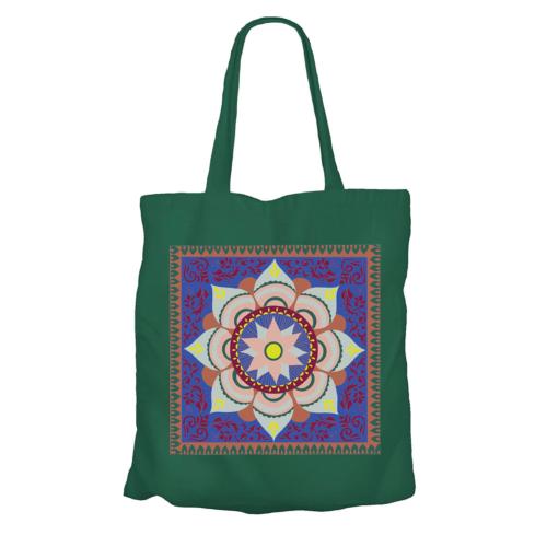 Tote Bag Recycled Cotton Mandala Green 36 x 40cm