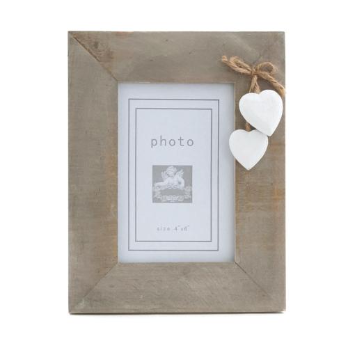 Frame wood hanging white hearts **