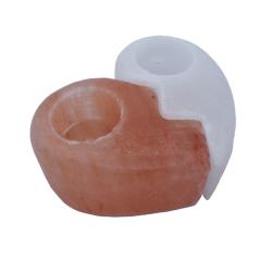 Himalayan salt t-lite holder double, heart yin yang **