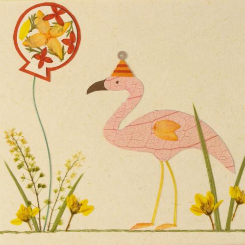 Handmade Card, Flamingo 12x12cm