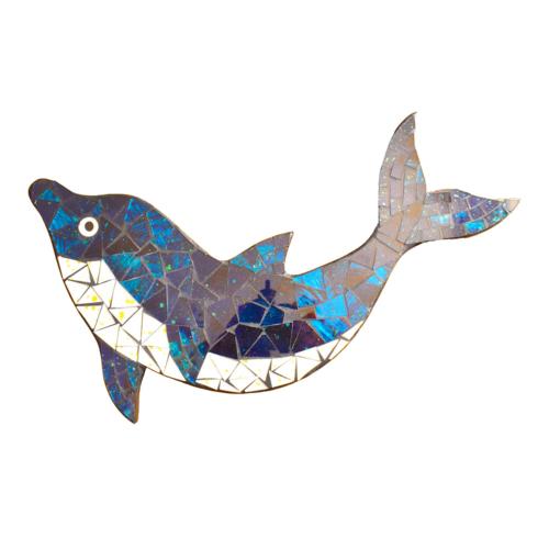 Dolphin Hanging Recycled Glass Mosaic 34 x 24cm