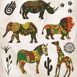 Tote Bag Recycled Cotton African Animals 36 x 40cm