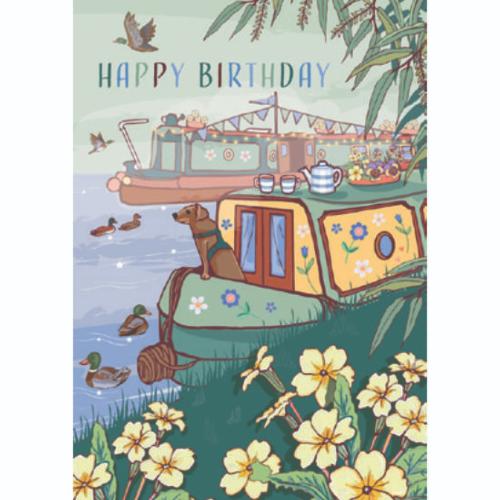 Birthday card "Canal Boat" 12x17cm