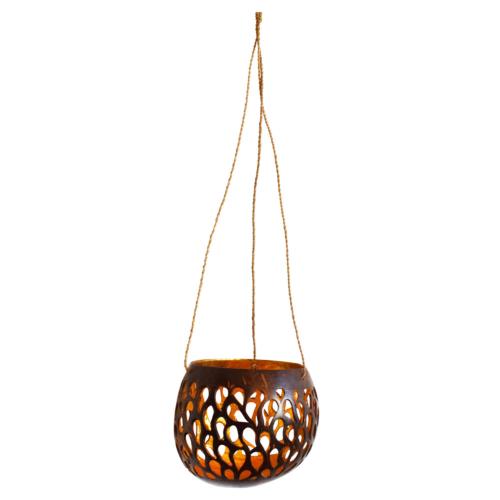 Coconut Hanging Planter/T-light Holder Brown 13x11cm