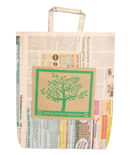 Gift bag recycled newspaper