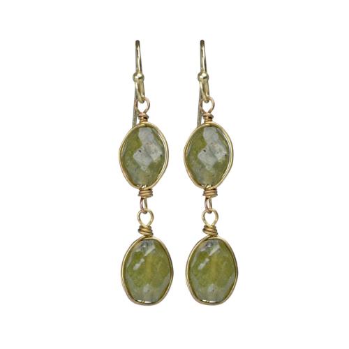 Earrings double drop vesuvianite