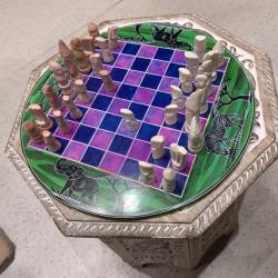 Luxury African stone handmade chess set Fair Trade round board 30cm