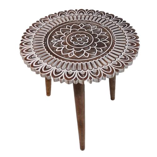 Coffee / Occasional Table Mango Wood Floral Design 50 x 50cm