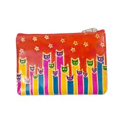 Leather Purse Cats Short and Tall 16.5x11cm