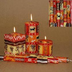 3 hand painted candles in gift box, Damisi
