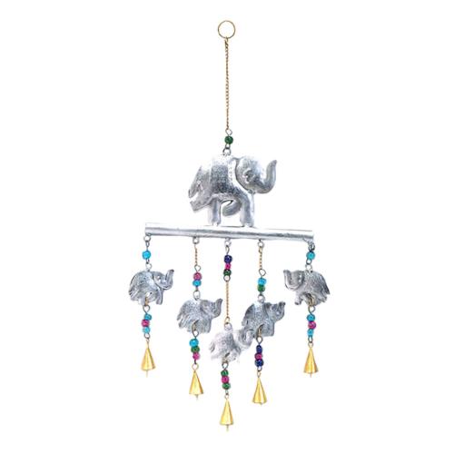 Hanging Windchime Elephants Recycled Metal