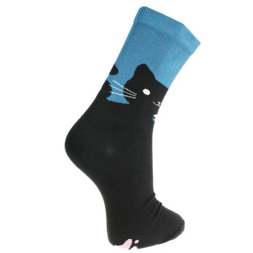 Bamboo Socks Cat Black Shoe Size UK 3-7 Womens Fair Trade Eco
