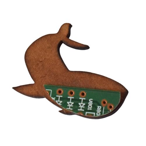 Magnet with recycled circuit board, whale