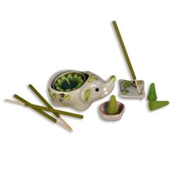 Lemongrass incense and candle giftset with elephant shaped t-light,15x15cm