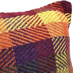 Cushion Cover Recycled Cotton Blend Autumn Colours Check 40 x 40cm