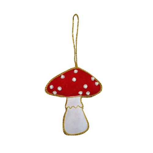 Hanging decoration, embroidered velvet, toadstool