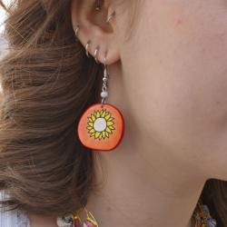 Earrings Sunflower Orange 2.8 x 2.3cm