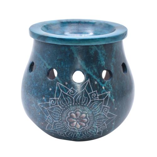 Oil burner, palewa stone, lotus turquoise 9 x 8cm