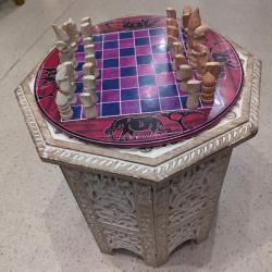 Luxury African stone handmade chess set Fair Trade round board 30cm